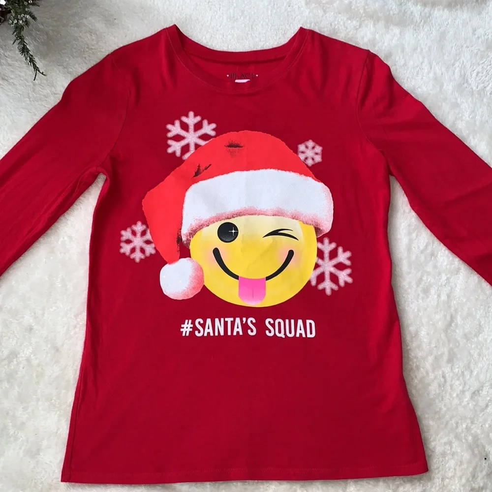 Children’s Place Santa Holiday Red Top 10/12 EUC